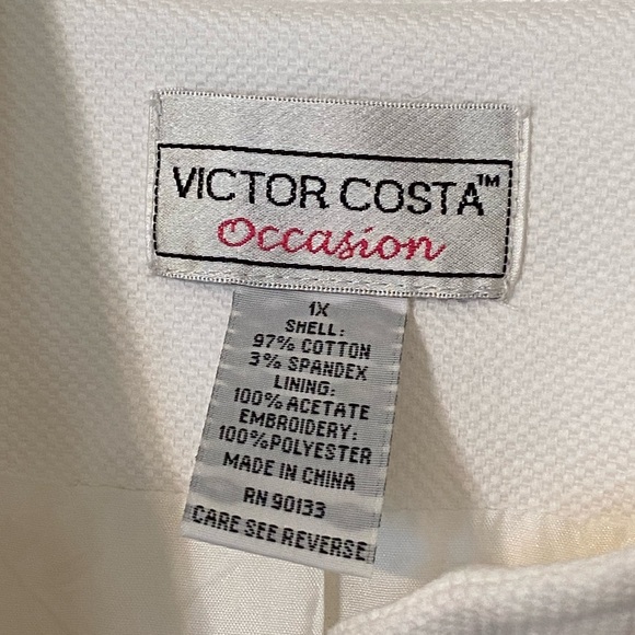Victor Costa Collection White Embroidered Floral Duster Coat - Picture 8 of 8